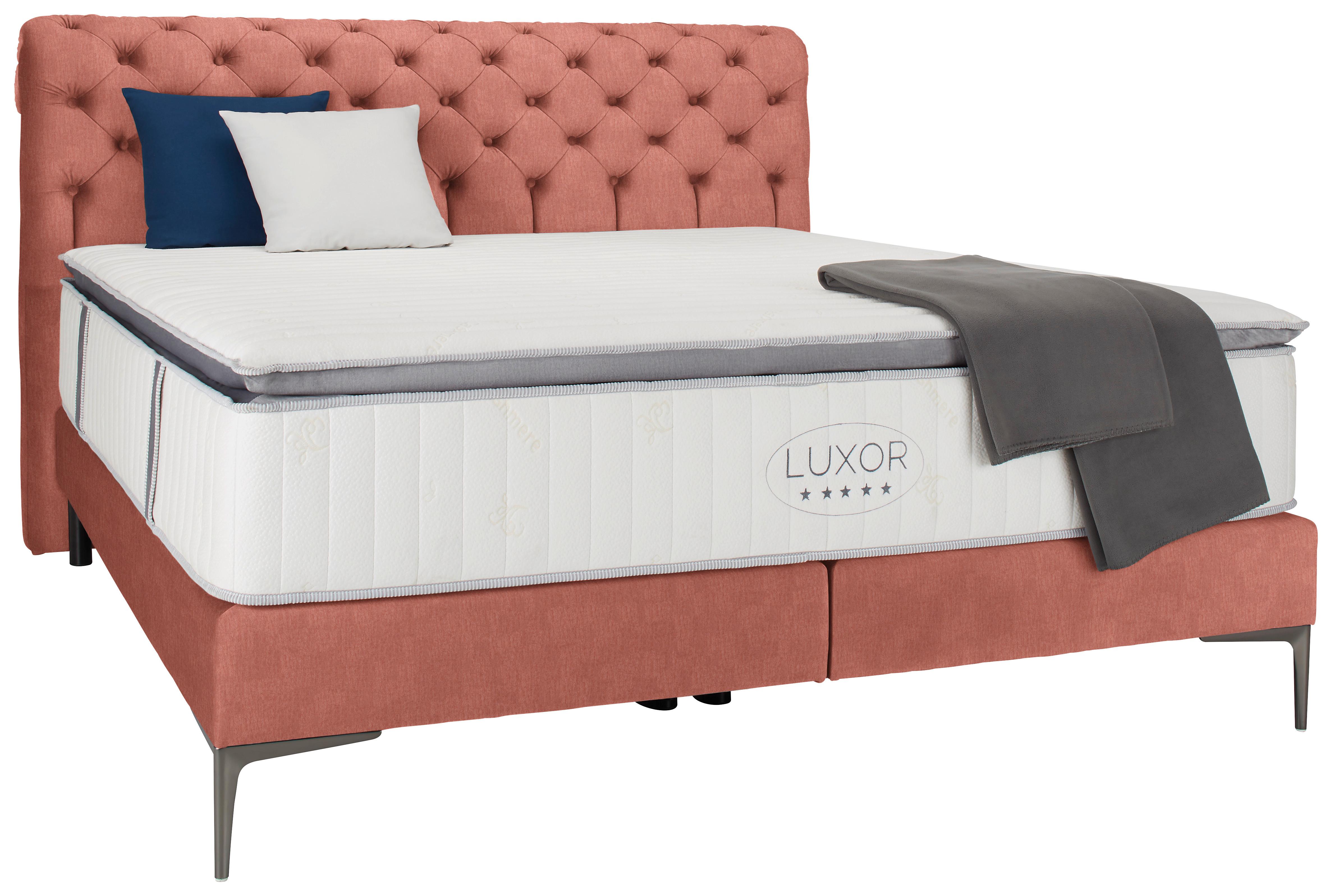 Boxspringbett ca. 180x200cm - Koralle/Schwarz, ROMANTIK / LANDHAUS, Holz/Holzwerkstoff (180/200cm) - Premium Living