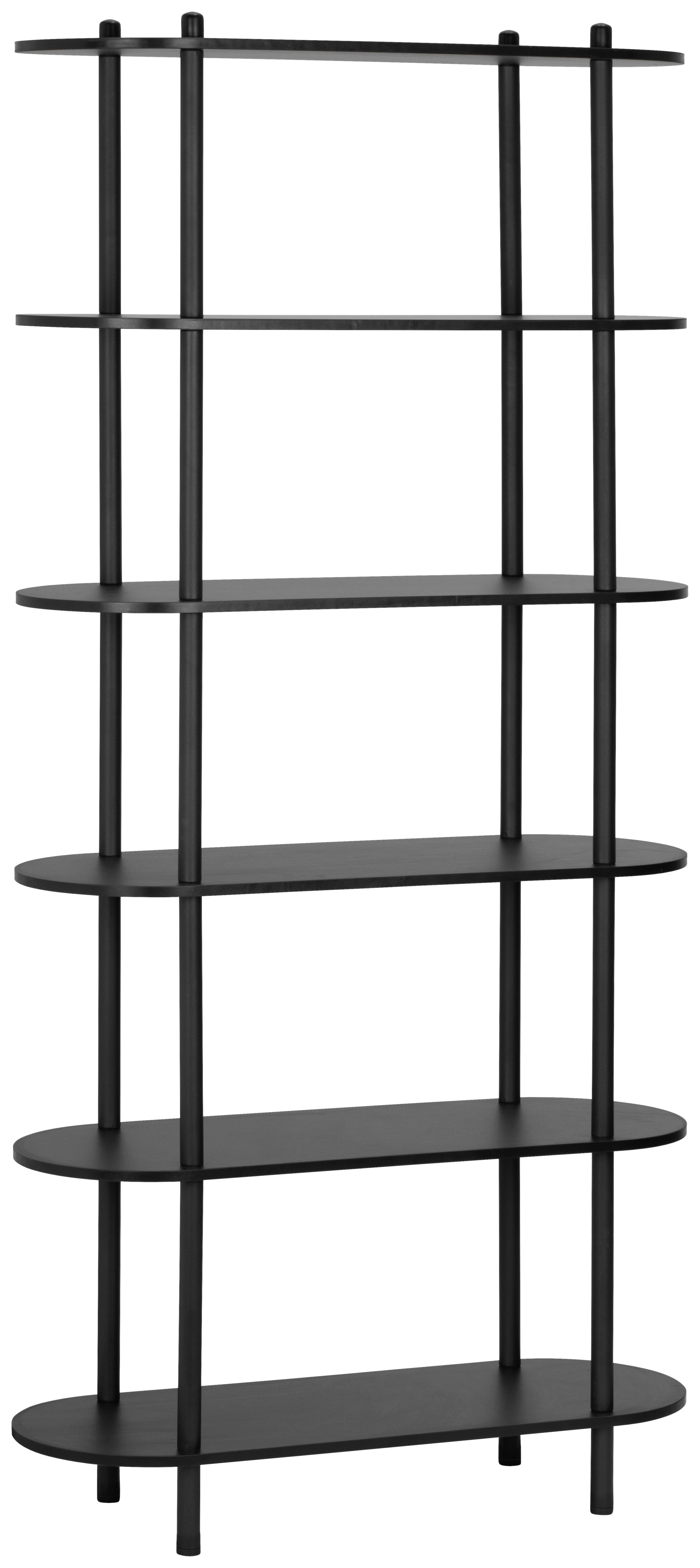 REGAŁ KARIN - czarny, Modern, materiał drewnopochodny/metal (90/160/30cm) - PBJ