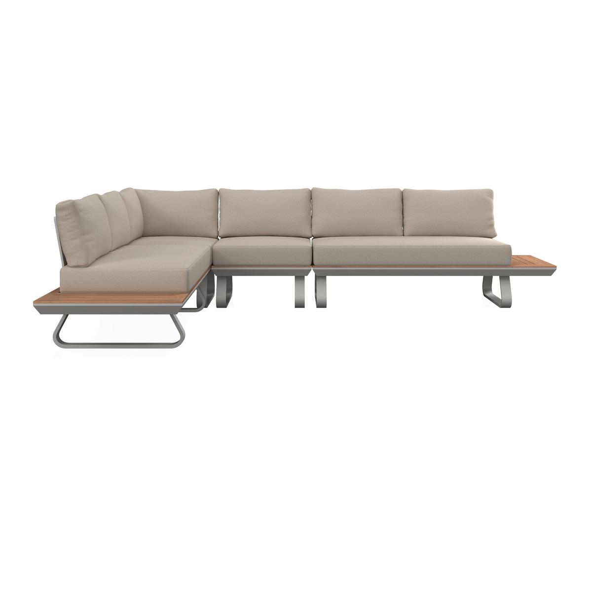 DINING-LOUNGESET EMMA - Creme/Hellgrau, Modern, Holz/Textil (248/318cm) - Bessagi Garden