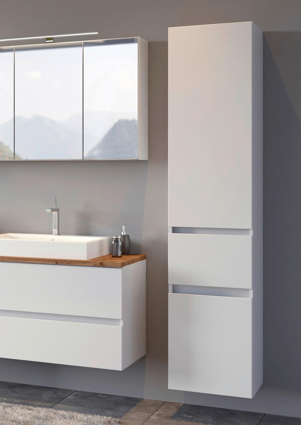 Hochschrank in Weiss 'Pienza' - Silberfarben/Weiß, Basics, Holzwerkstoff/Kunststoff (40/185/35cm) - Held