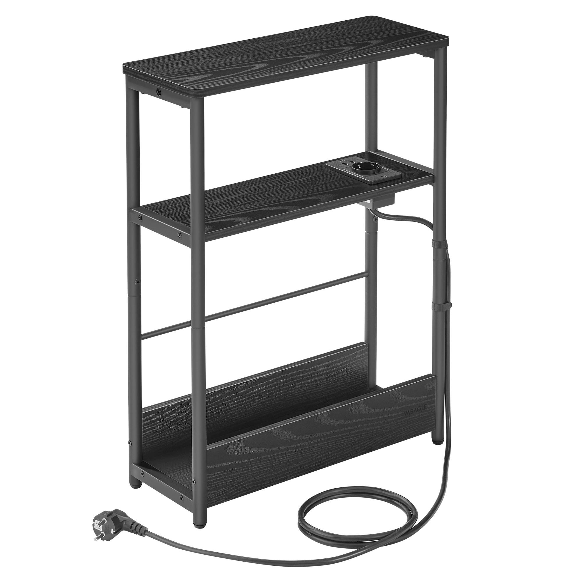 Beistelltisch in Schwarz rechteckig, inkl. Netzbetrieb - Schwarz, Trend, Holzwerkstoff/Metall (18/58/45cm) - MID.YOU