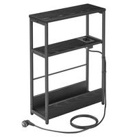 Beistelltisch in Schwarz rechteckig, inkl. Netzbetrieb - Schwarz, Trend, Holzwerkstoff/Metall (18/58/45cm) - MID.YOU