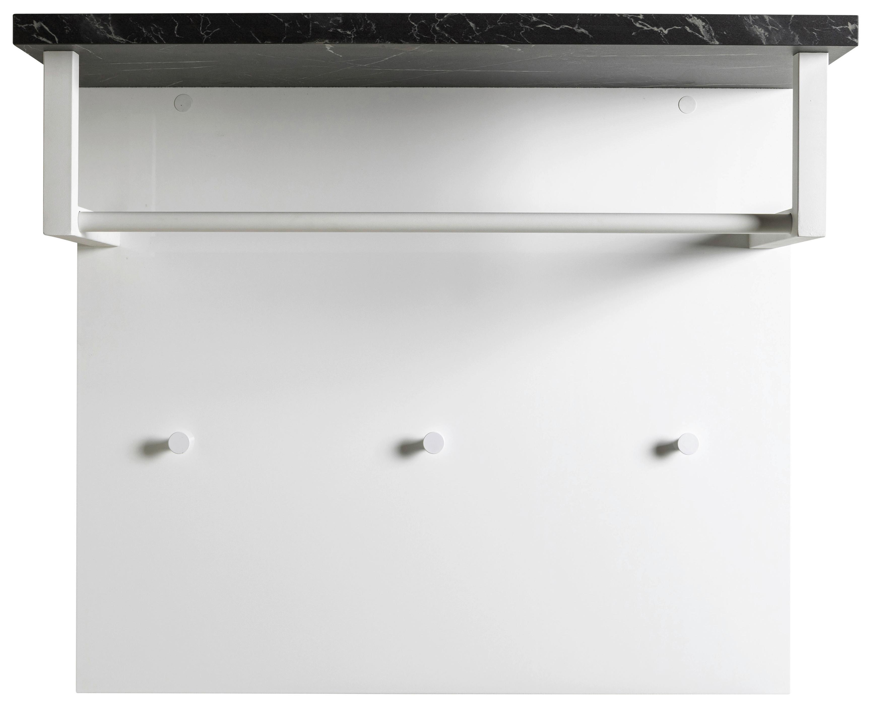 Garderobni Panel Mundi, Bela, Videz Marmorja - bela/visoki sijaj, Moderno, kovina/leseni material (82/71/35cm) - Mömax