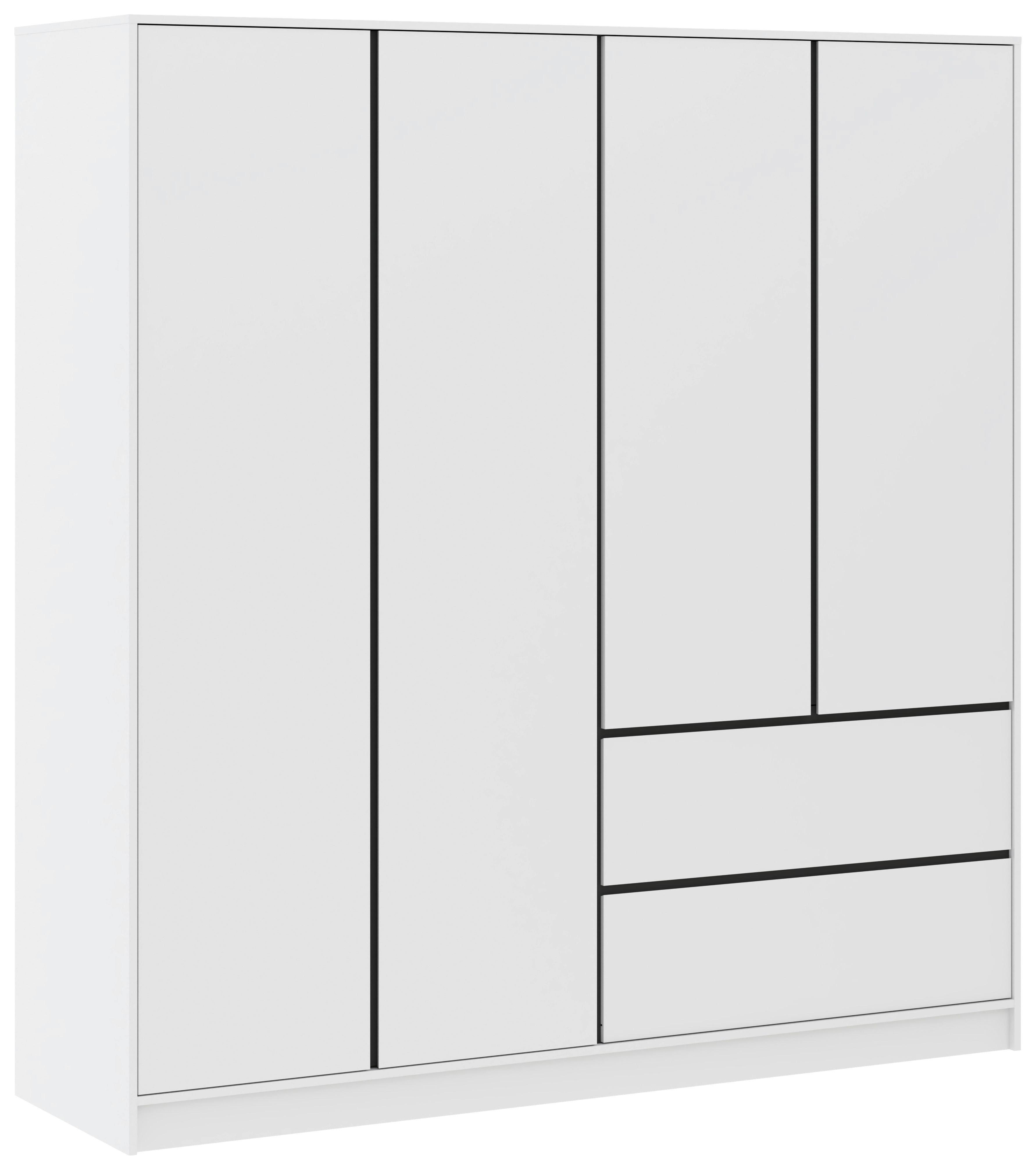 KLEERKAST BASIT - Wit, Konventionell, Houtcomposiet (195/206/57cm) - Mömax