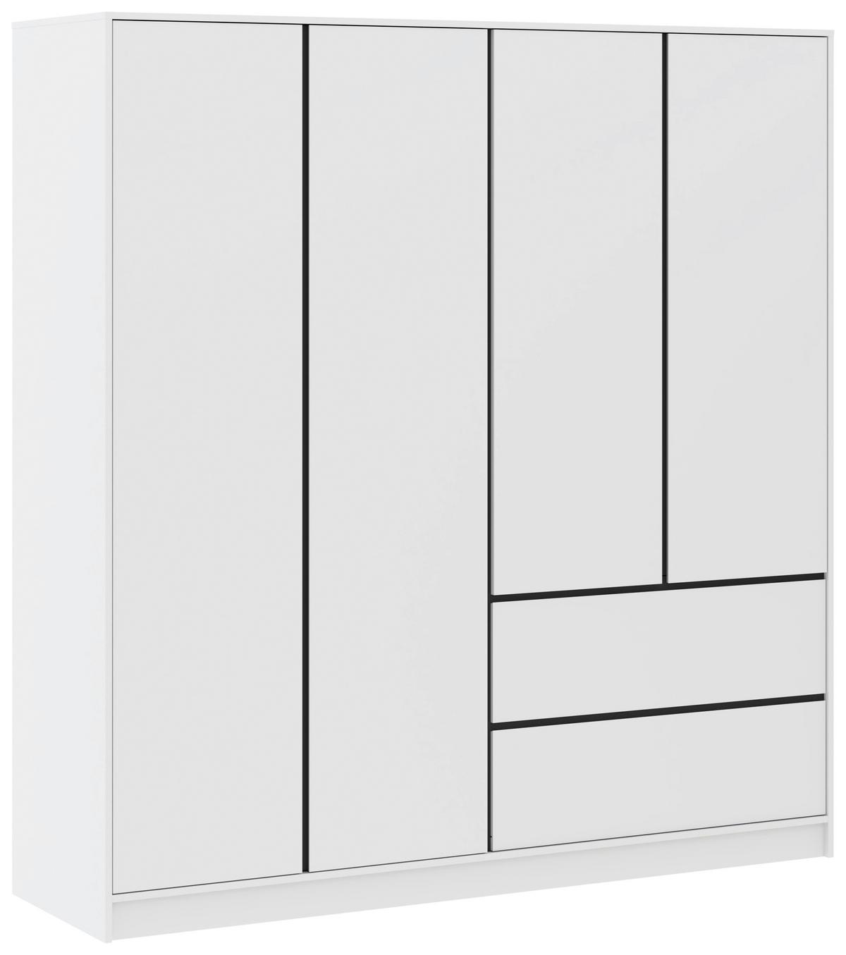 Kleiderschrank Basit Weiss - Weiss, Konventionell, Holzwerkstoff (195/206/57cm) - Mömax
