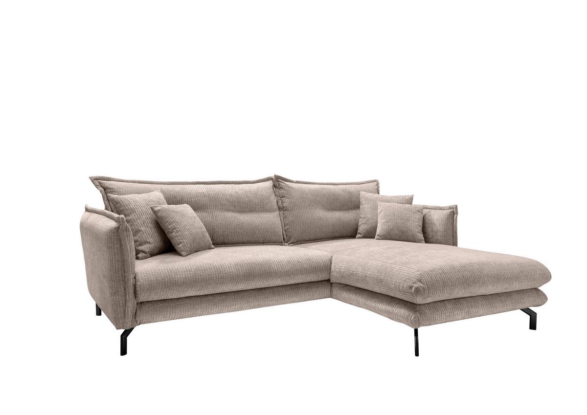 Ecksofa Lava ca. 255x180 cm Beige - Beige/Schwarz, Design, Textil/Metall (255/180cm) - Livetastic