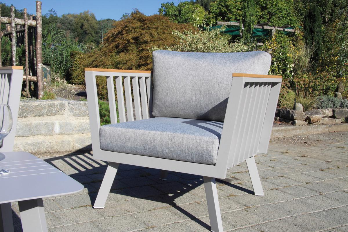 Lounge Garnitura Gondola, Siva, 4-Delno - barva tikovine/rjavosiva, Moderno, kovina/umetna masa (175/70/72cm) - Acamp