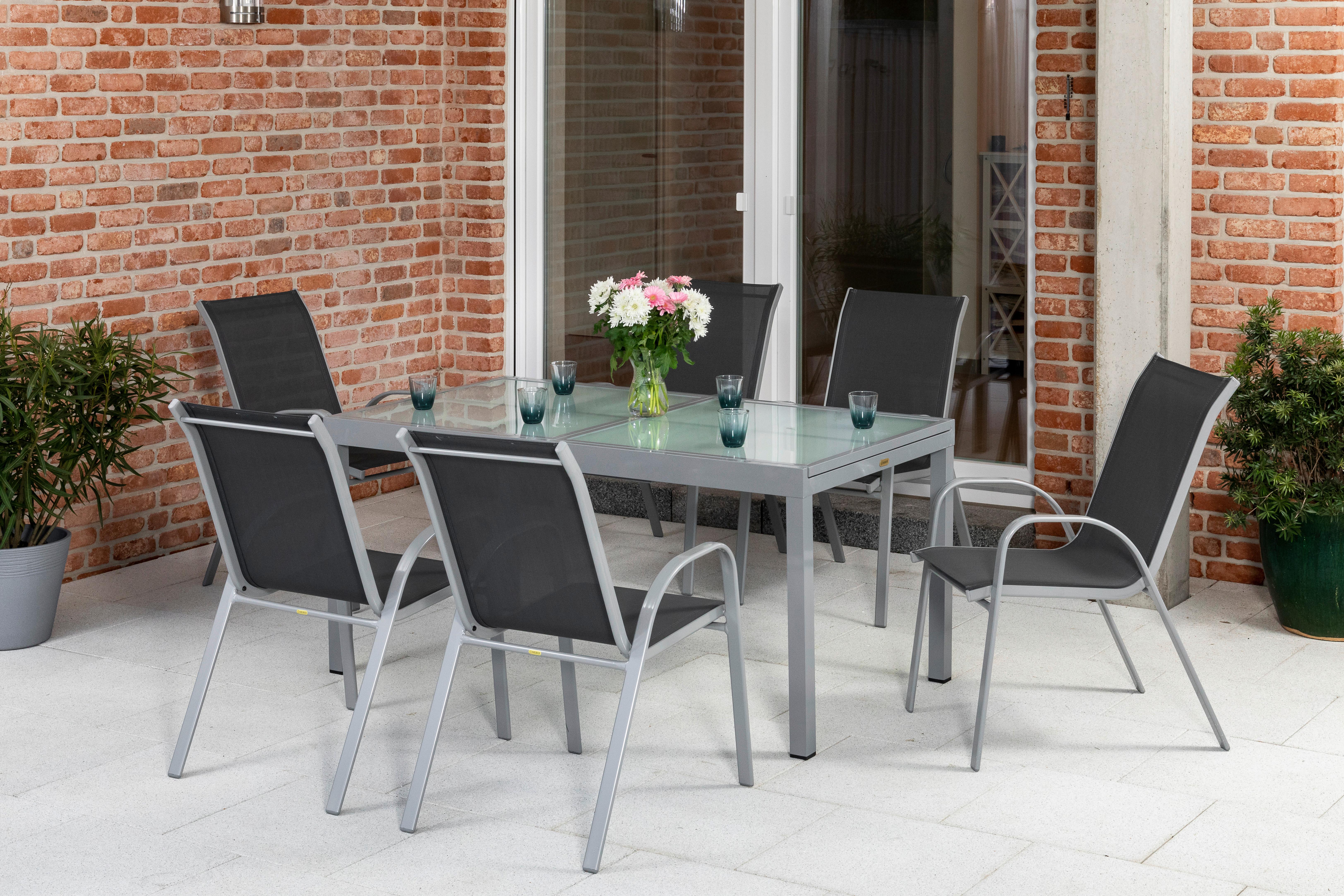 GARTENSET SORRENTO - Silberfarben/Grau, MODERN, Textil/Metall - Gardenson