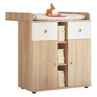Komoda Za Previjanje Wiki Baby - bijela/hrast Sonoma, Konvencionalno, drvni materijal/plastika (89/101/78cm) - Bessagi Kids