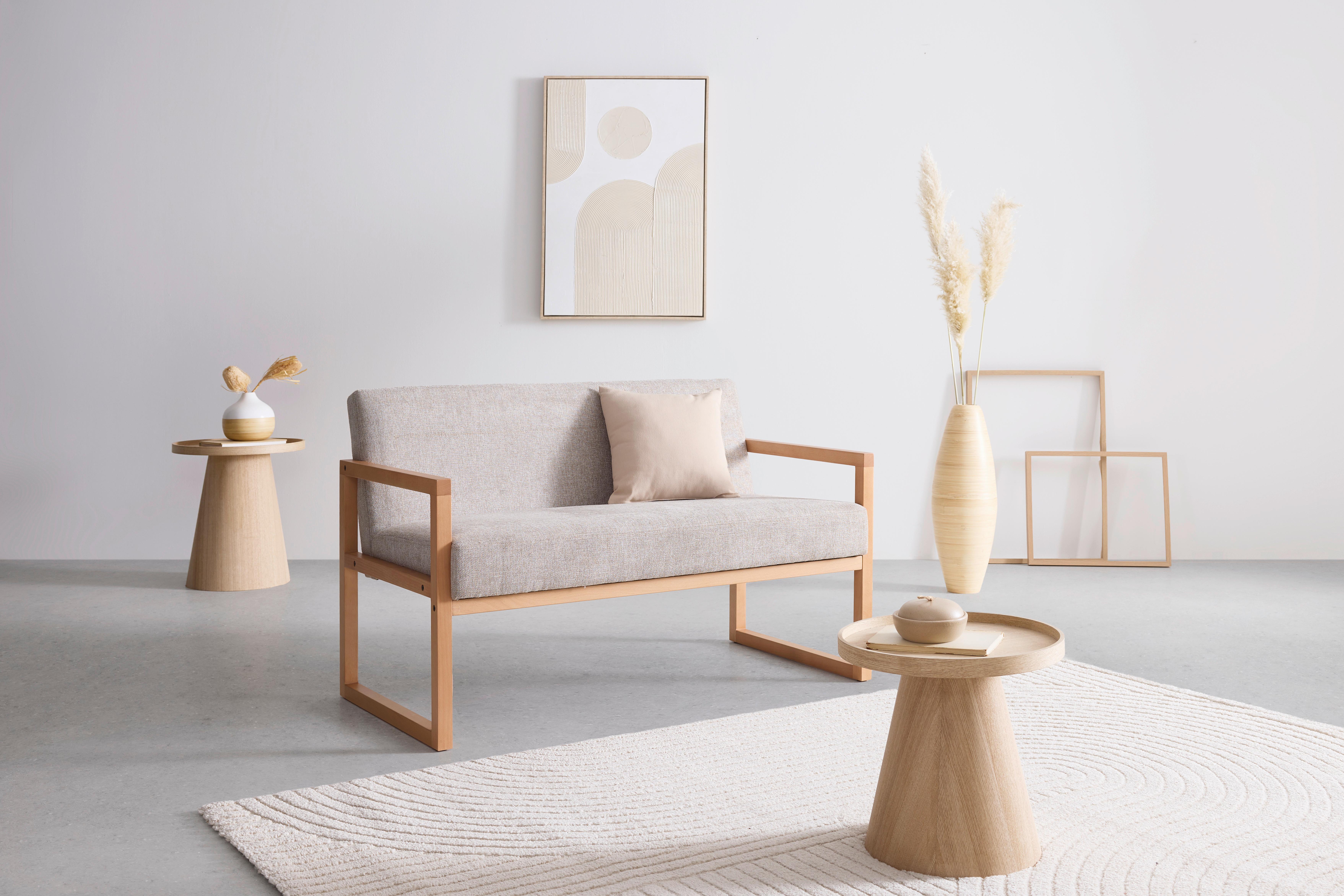 2-SITS SOFFA MALMÖ - ljusgrå/naturfärgad, Modern, trä/textil (120/75/69cm) - Mömax