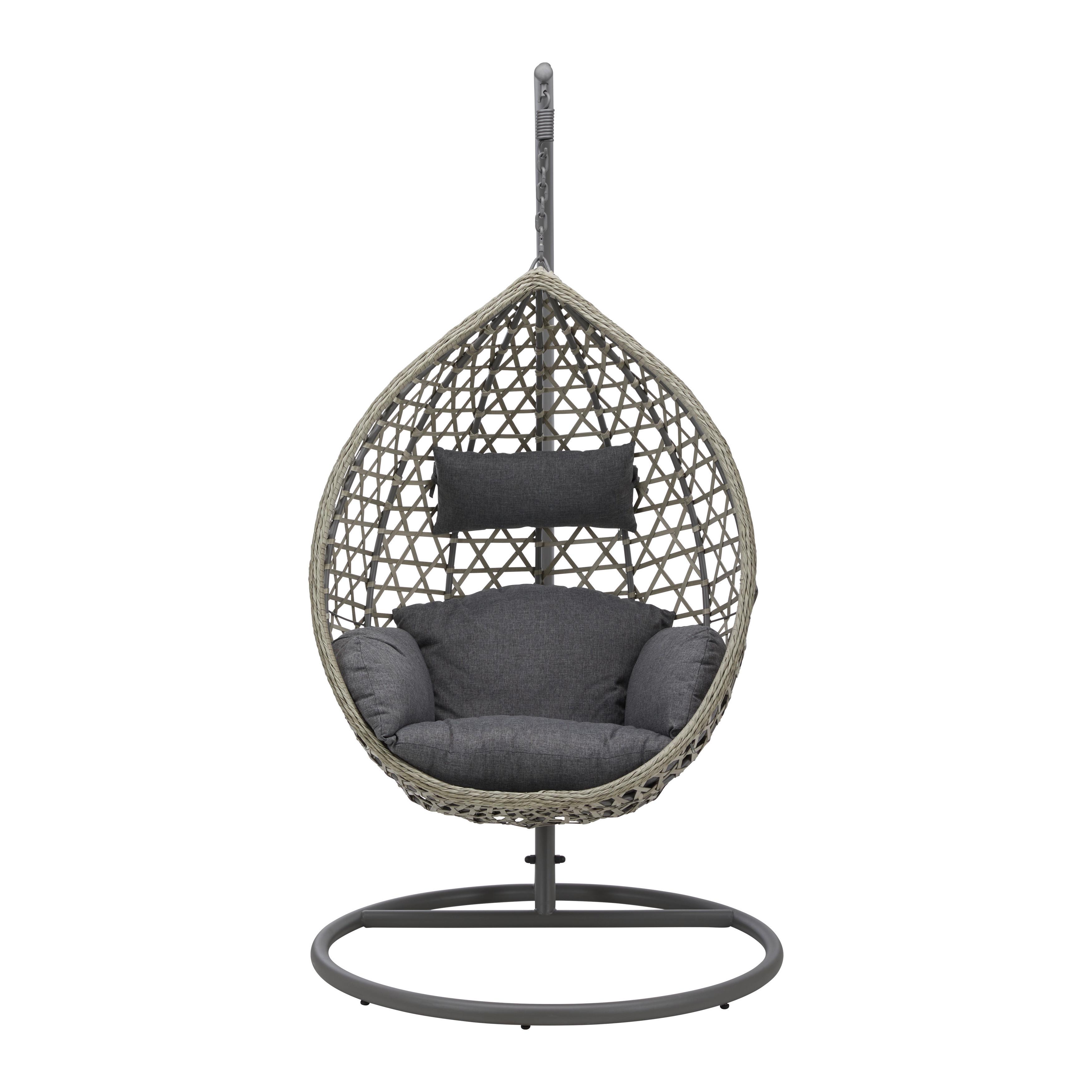 Hängesessel Carmella Grau Metall/Kunststoff/Outdoorstoff - Grau, MODERN, Kunststoff/Textil (105/196/120cm) - Bessagi Garden