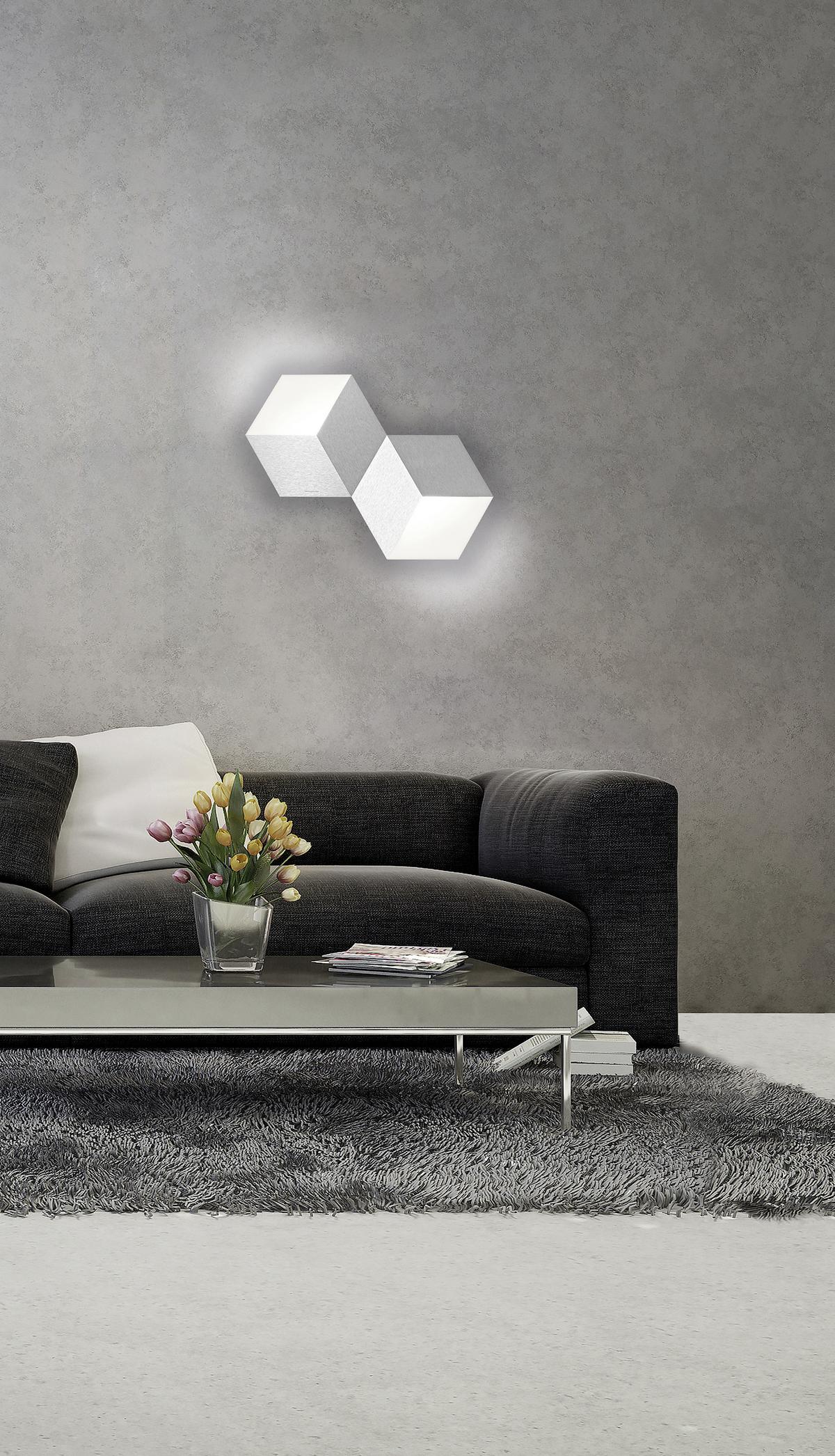 LAMPA SUFITOWA LED 72-779-072 GEO - kolor aluminiowy, Design, metal (30,6/53cm) - Grossmann