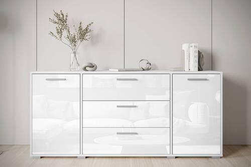 Sideboard Bogota ca. 150x68 cm Weiß hochglanz - Weiß Hochglanz/Weiß, Basics, Holzwerkstoff/Kunststoff (150/68/40cm) - MID.YOU