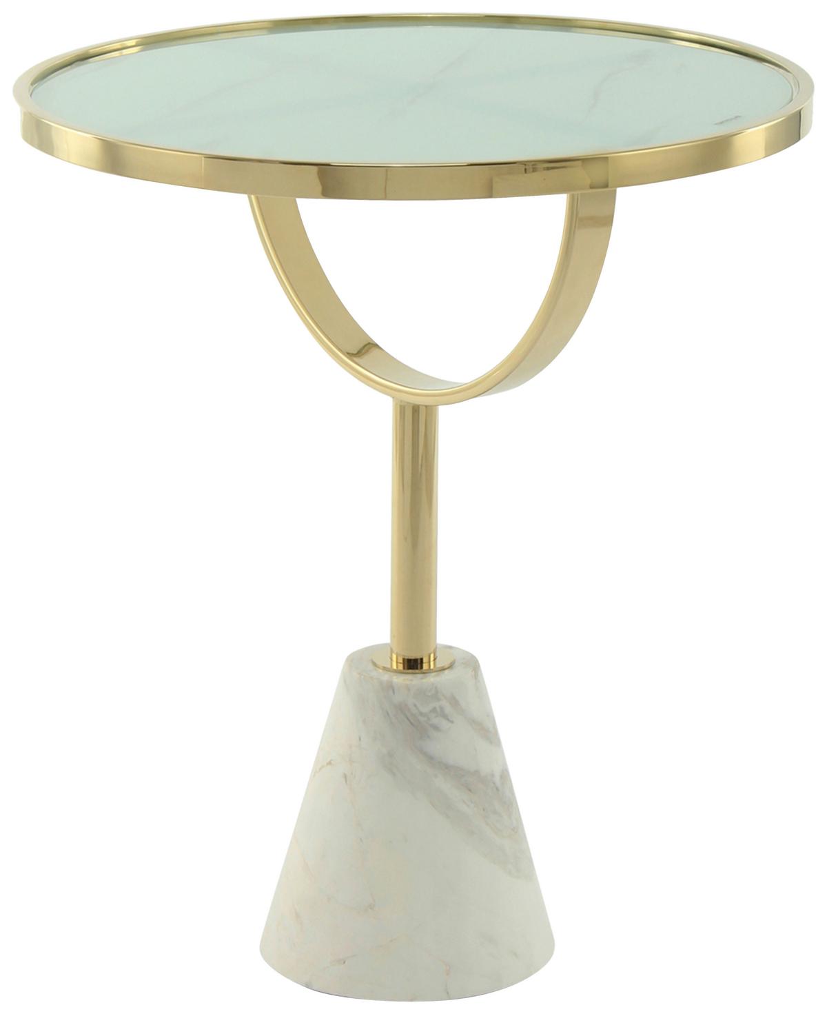 Beistelltisch Rocio 100 Weiss - Design, Glas/Stein (46/54cm) - Kayoom