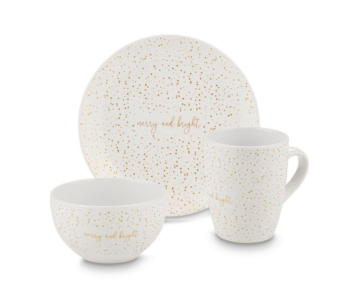 Frühstücksservice Winter Miracle, 6-teilig - Weiss/Goldfarben, Basics, Keramik (16cm) - Modern Living
