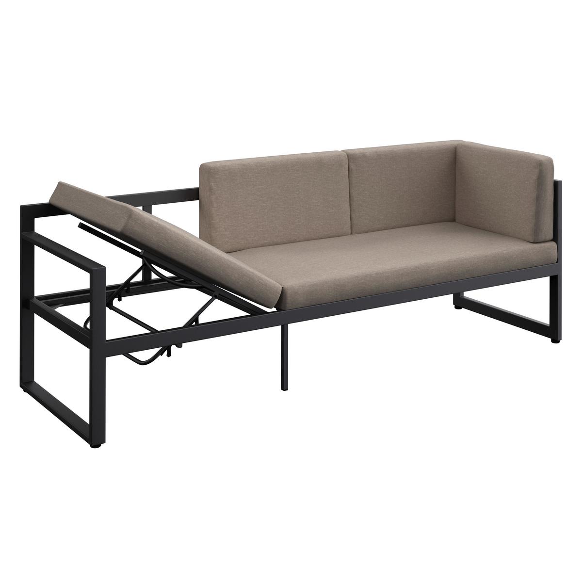 Lounge Garnitura Genf, Siva, 5-Delno - siva/svetlo siva, Moderno, kovina/steklo (213/136cm) - Beldano