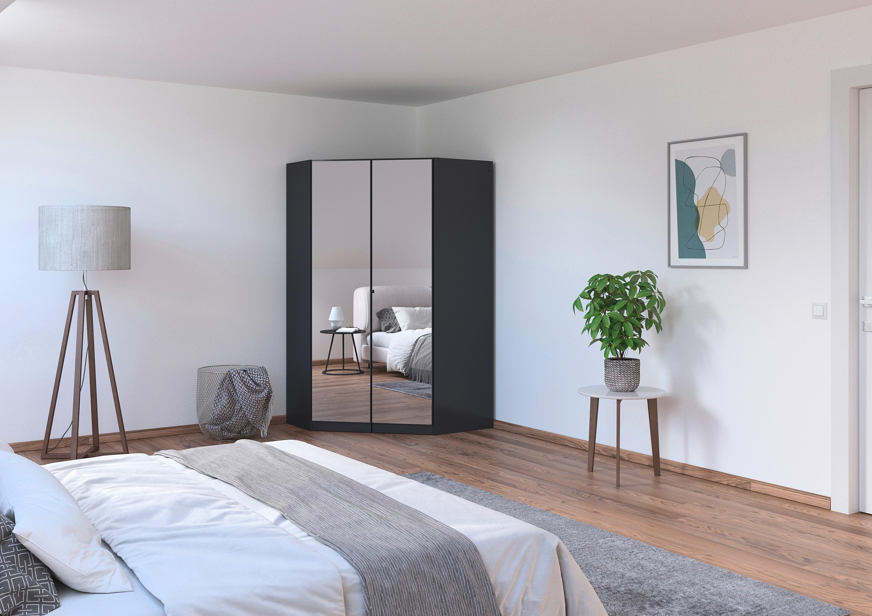 Eckleiderschrank Costa Grau - Chromfarben/Grau, KONVENTIONELL, Holzwerkstoff (117/197/104cm)