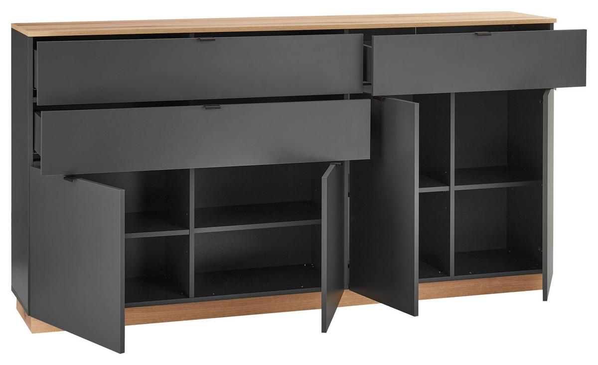 Široka Komoda Vince Ii, Antracit, Barva Hrasta - črna/barve hrasta, Trend, umetna masa/leseni material (191/100/38cm) - Livetastic