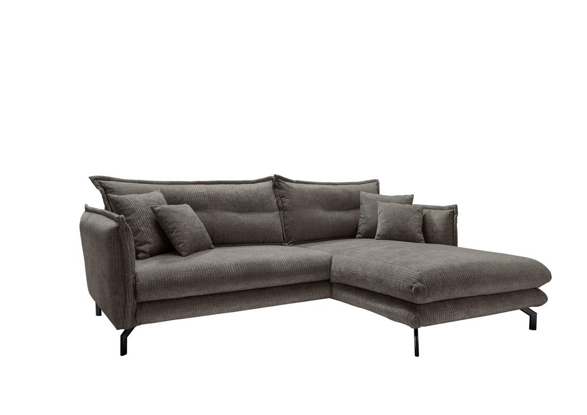 Ecksofa Lava ca. 255x180 cm Graubraun - Graubraun/Schwarz, Design, Textil/Metall (255/180cm) - Livetastic