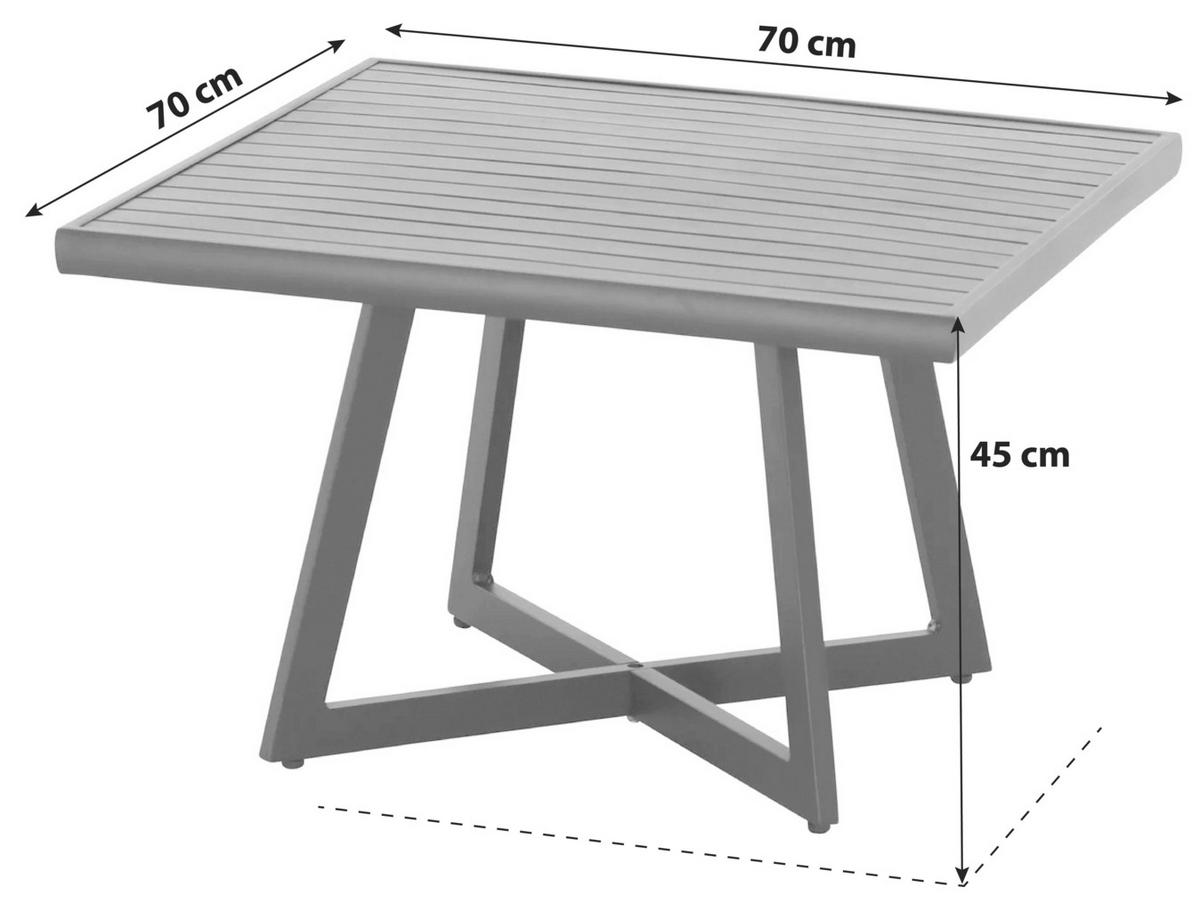 Siena Garden Loungetisch ca.70x70x45cm Anthrazit - Anthrazit, KONVENTIONELL, Metall (70/70/45cm) - Siena Garden