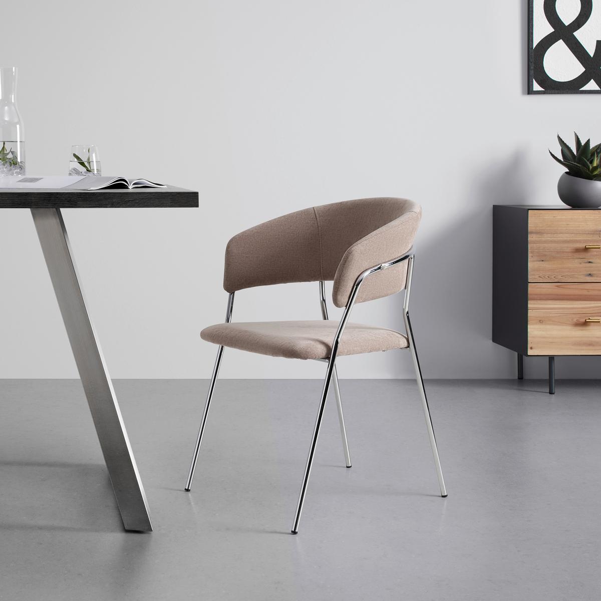 Armlehnstuhl Alice - Chromfarben/Braun, Design, Holz/Textil (53/80/59cm) - Mömax