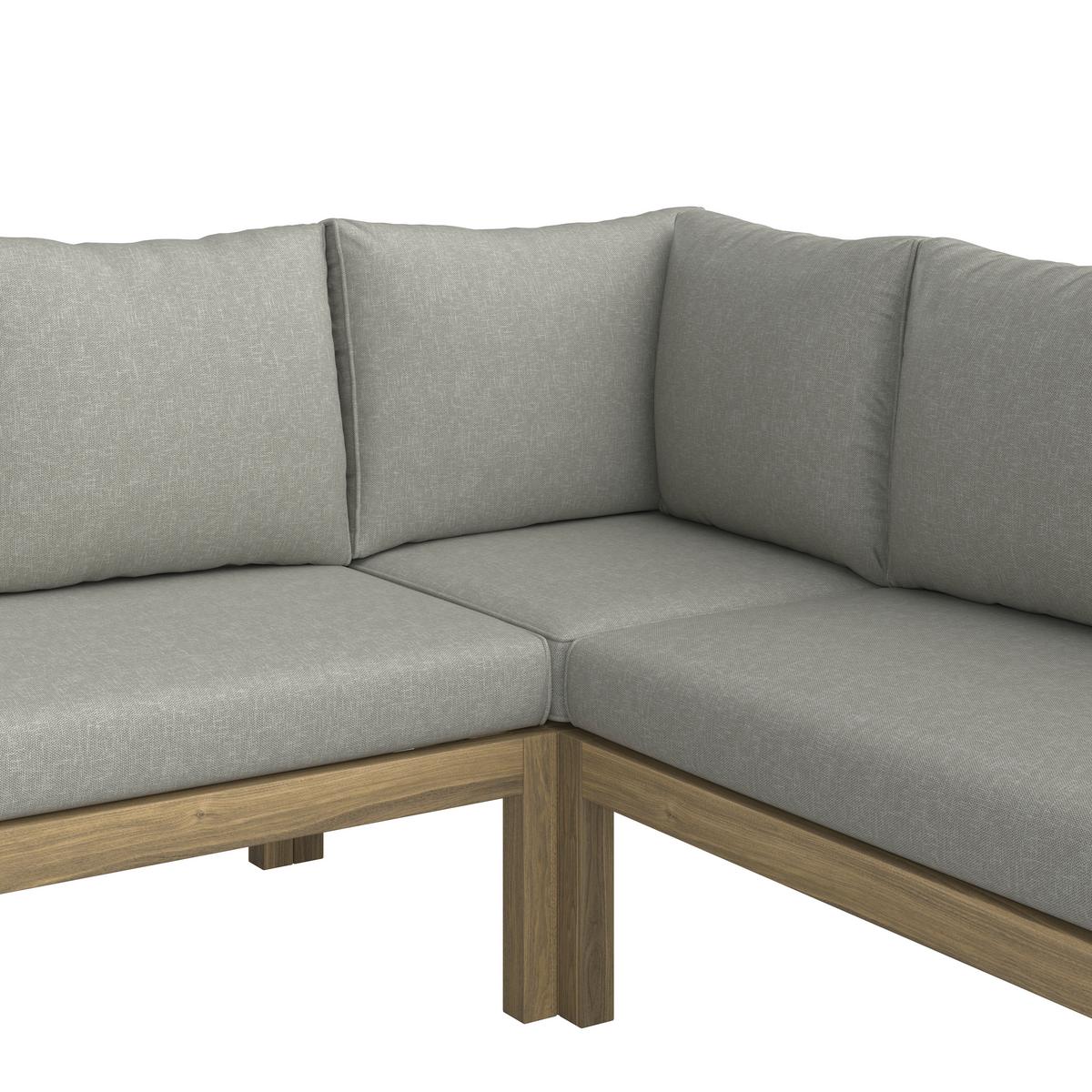 KOMPLET STOŁOWY NA TARAS AROLA - beżowy/kolor akacjowy, Modern, drewno (173/226cm) - Ambia Garden