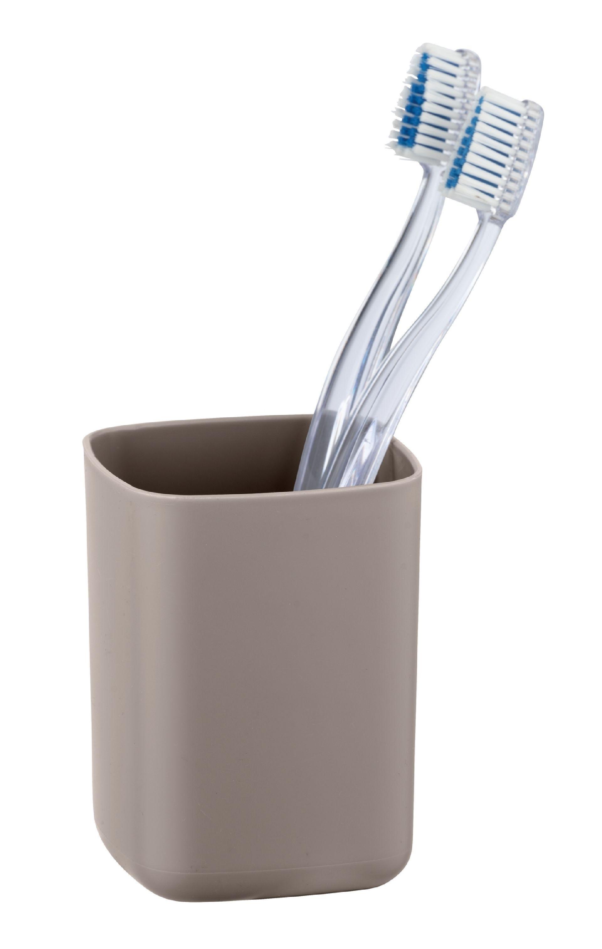 Pahar pentru periuțe de dinți Barcelona - taupe, Modern, plastic (7/10/7cm) - Wenko