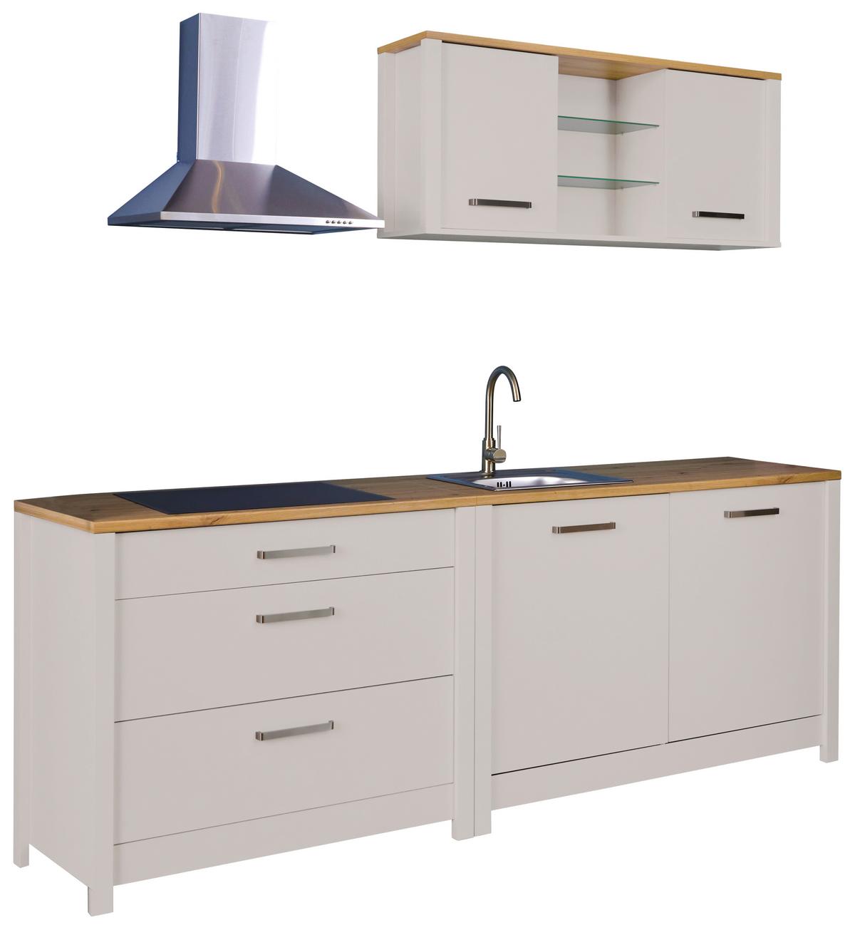 Küchenleerblock Bundle 3 o. Geräte Kaschmir - Kaschmir/Silberfarben, MODERN, Glas/Holzwerkstoff (230cm) - home24