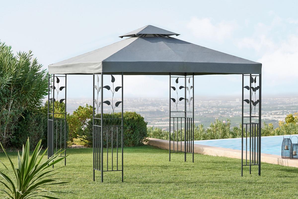 Paviljon Manila, Temno Siva - temno siva/antracit, Moderno, kovina/tekstil (297/267/297cm) - Modern Living