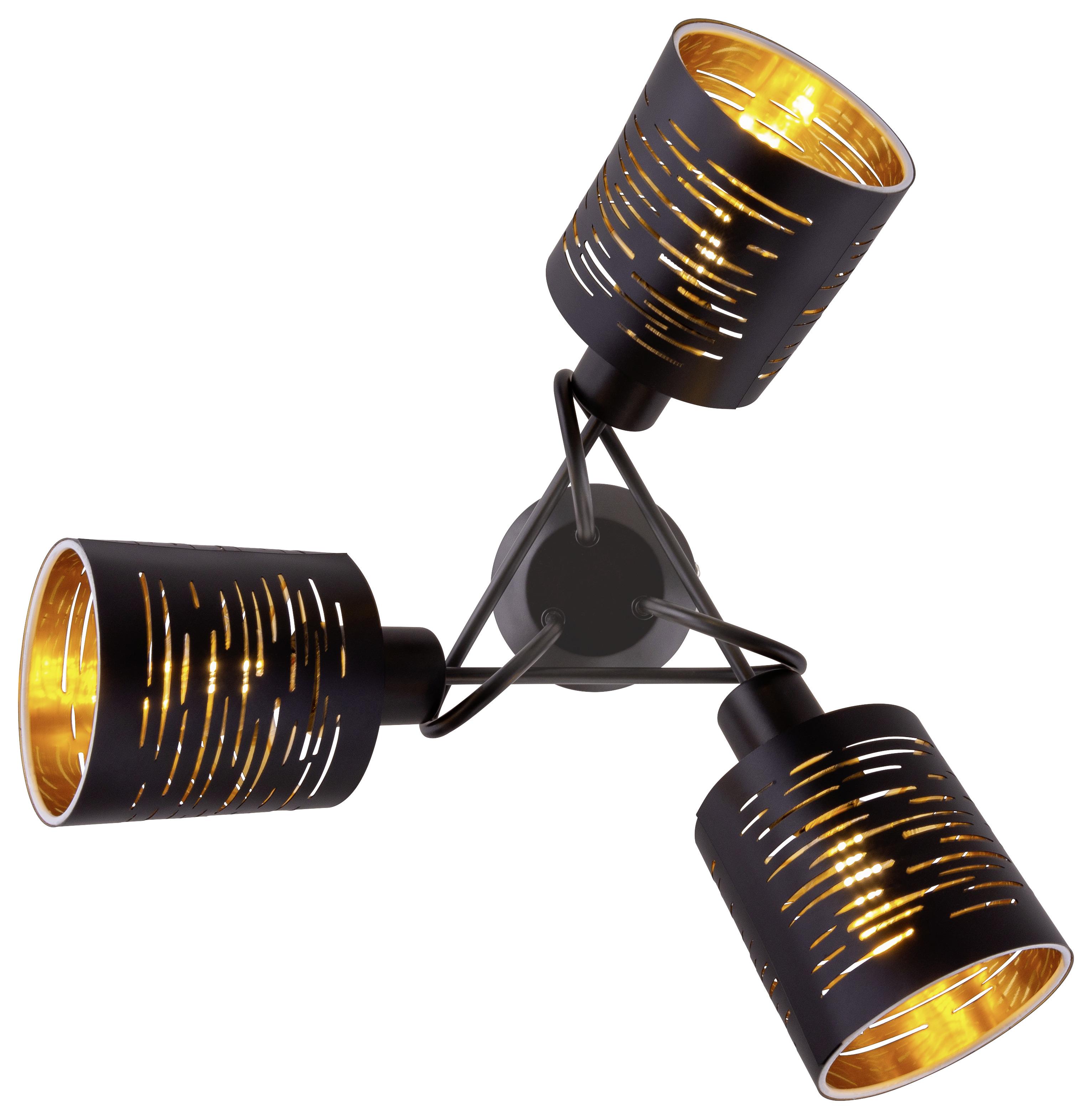 Deckenleuchte Tunno in Schwarz max. 15 Watt - Goldfarben/Schwarz, Design, Kunststoff/Metall (40/21cm) - Globo