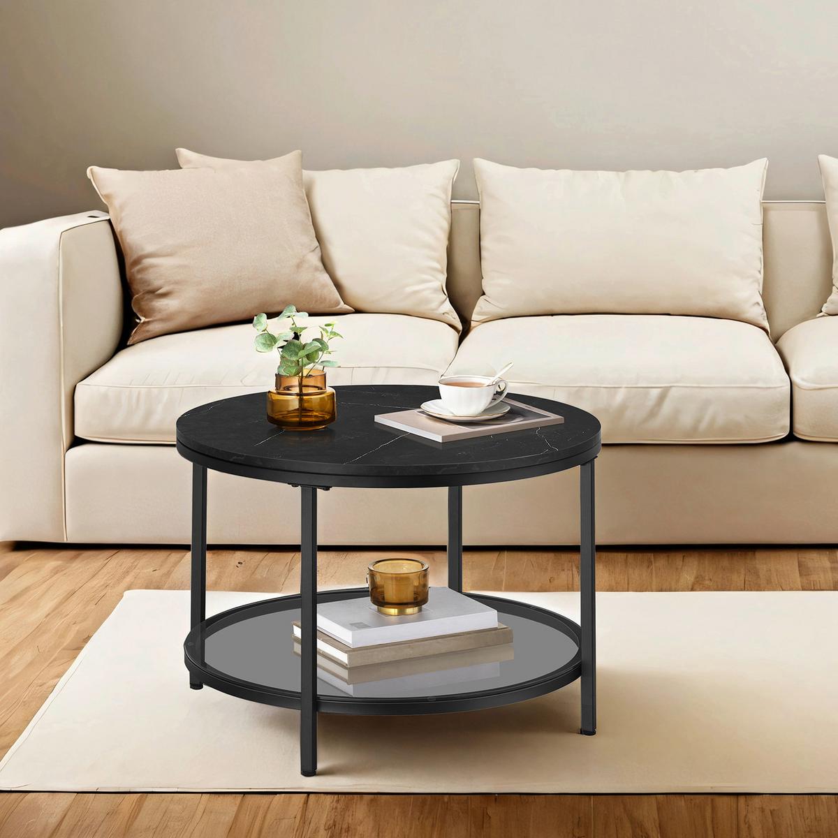 COUCHTISCH COFFEE TABLE - Schwarz, MODERN, Glas/Holzwerkstoff (65/65/46cm) - MID.YOU