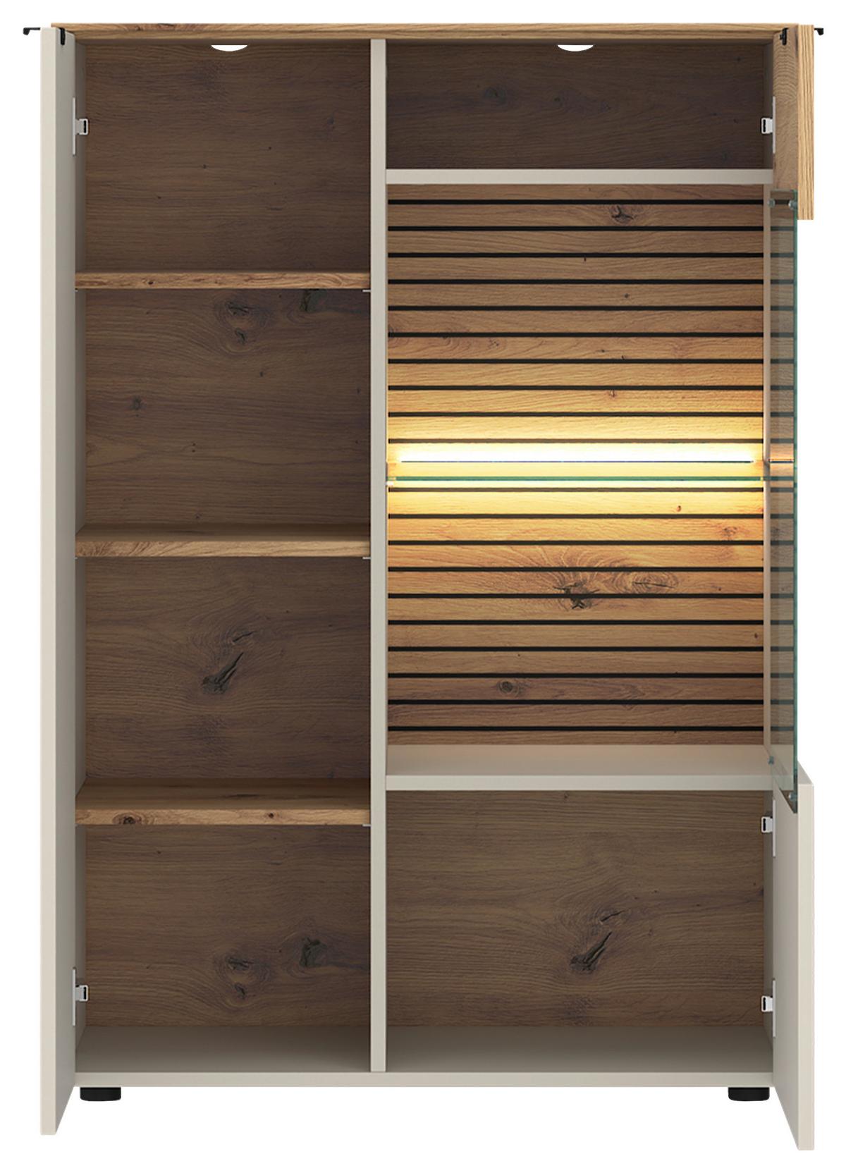 Vitrina Nexa - kašmir/hrast Artisan, Basics, staklo/drvni materijal (80/116/40cm) - Modern Living