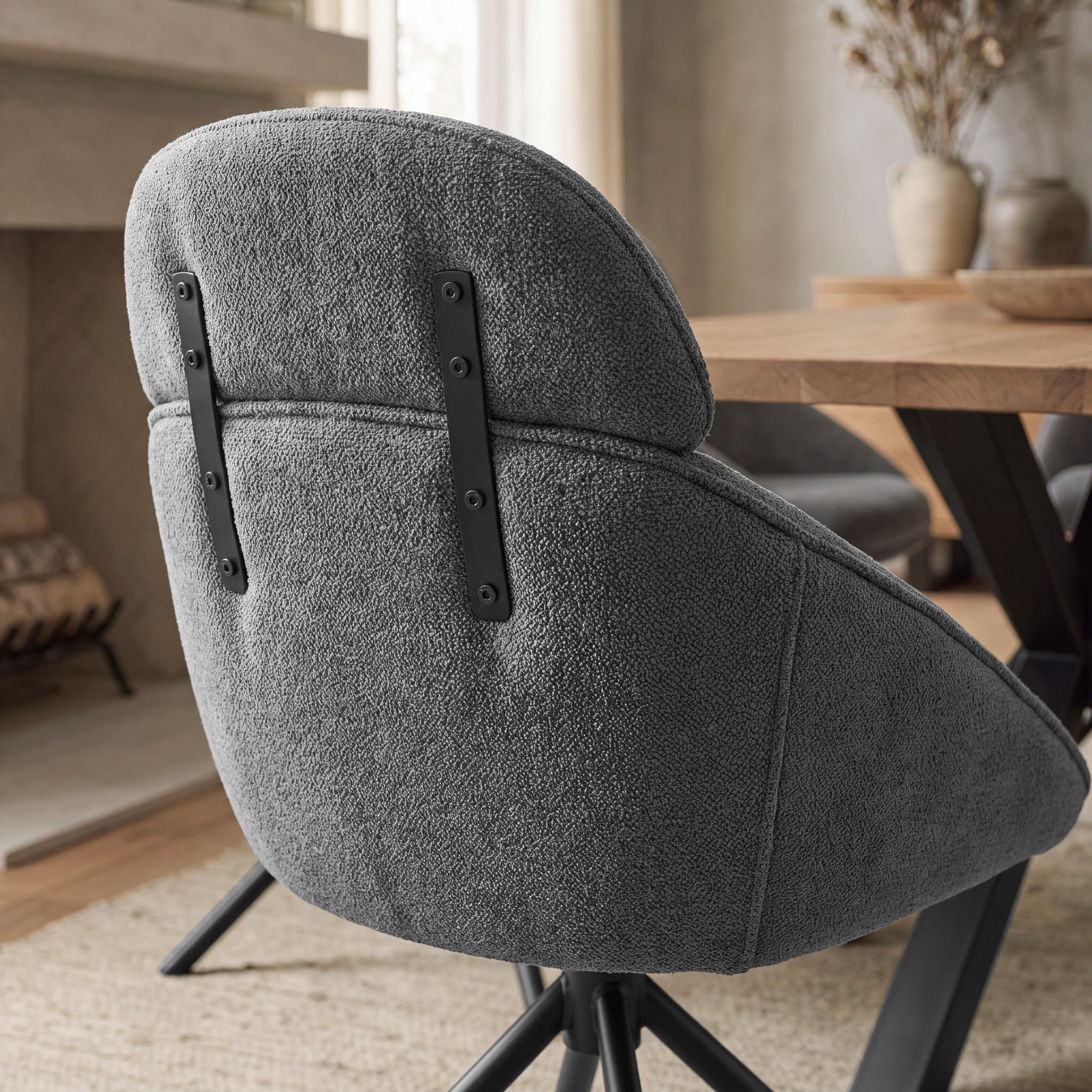 STOL MED ARMSTÖD MAIRA - mörkgrå/svart, Modern, metall/textil (59,5/93/66cm) - Bessagi Home