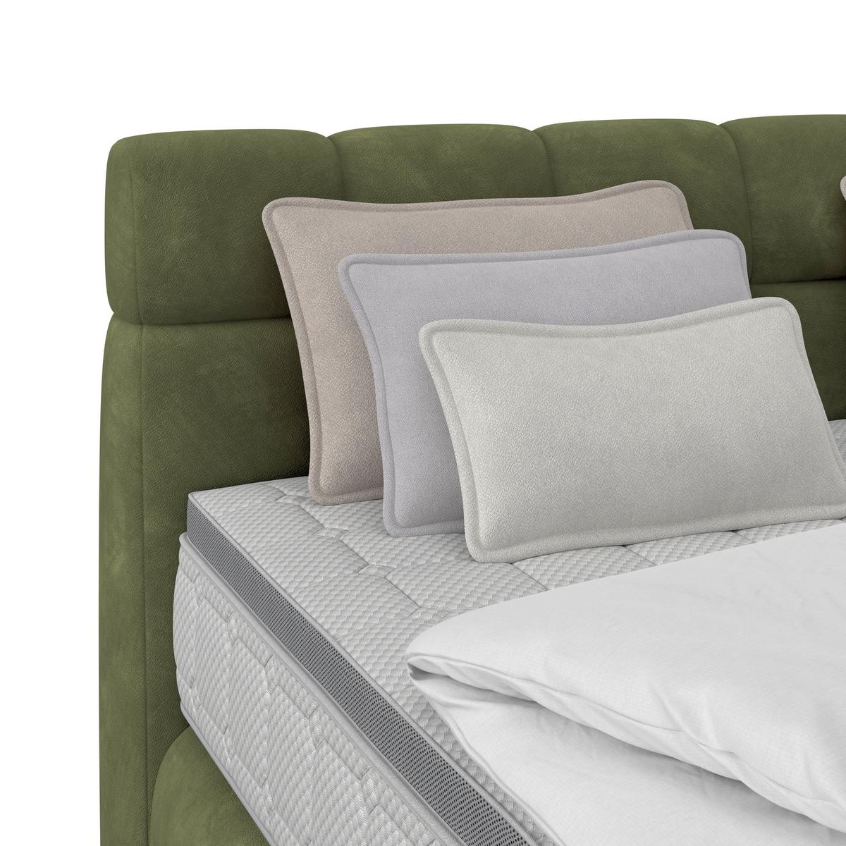 Boxspring Krevet Nobu - tamno zelena/crna, Trend, drvo/tekstil (160/200cm) - Premium Living