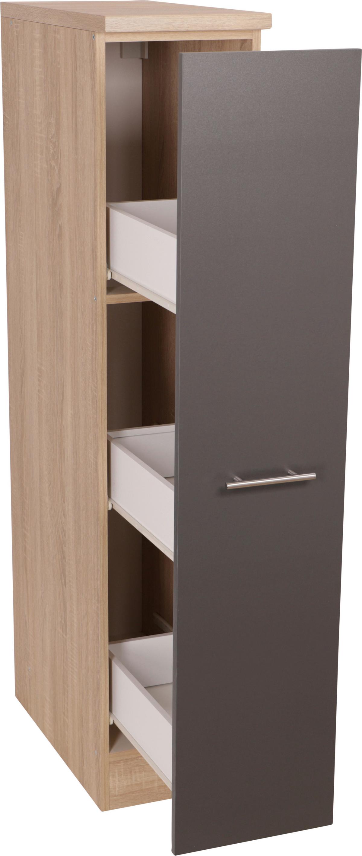 Izvlečna Omara Merle, Barva Hrasta, Siva - srebrne barve/siva, Basics, kovina/leseni material (30/144,8/60cm) - Respekta