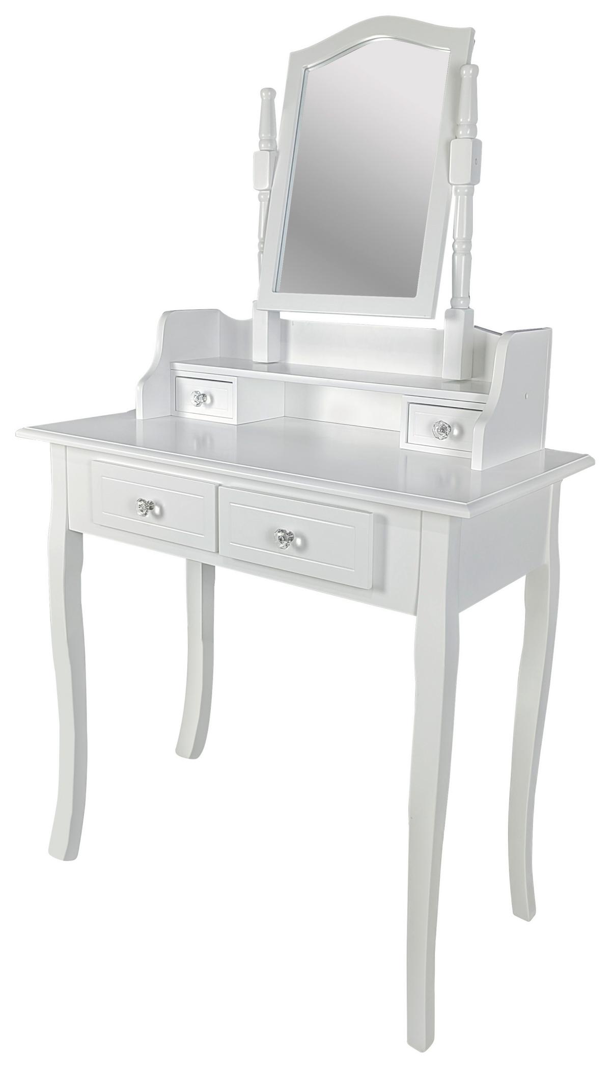Măsuță de machiaj VANESSA 2 - alb, Modern, sticlă/lemn (80/142/40cm) - Modern Living