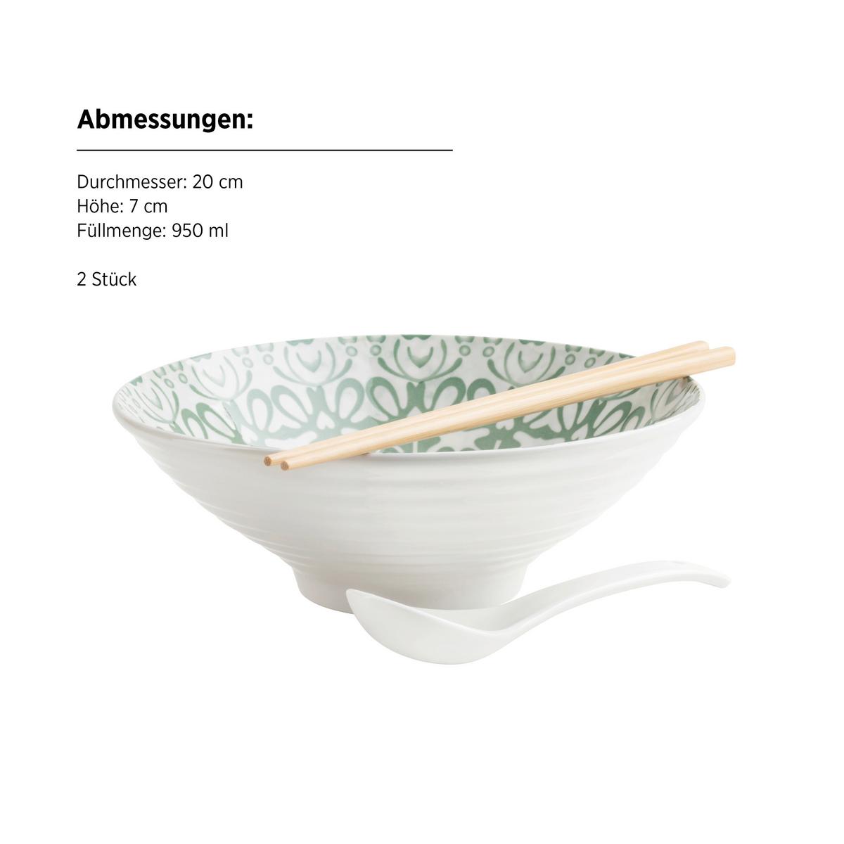 Chinesisches Tafelservice 935642 - Weiss/Grün, Basics, Keramik - Mäser