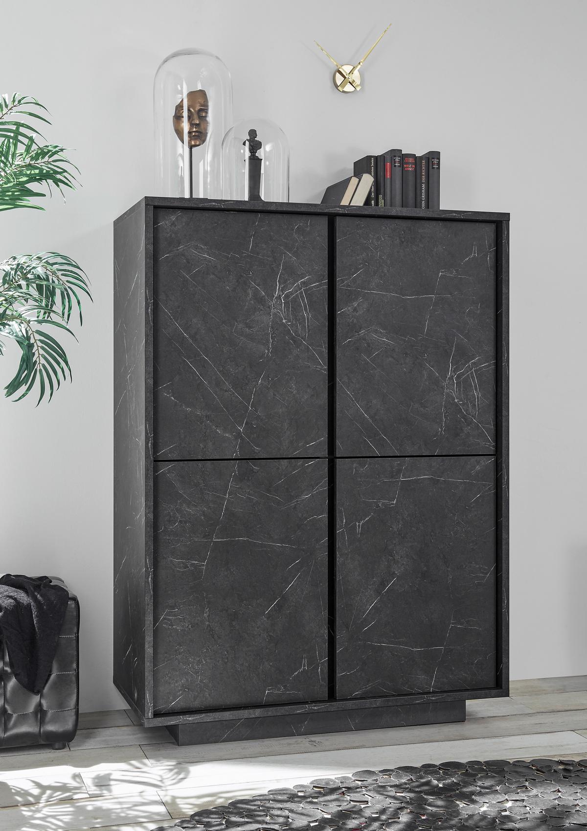 KOMODA WYSOKA CARRARA - antracytowy, Design, materiał drewnopochodny (92/145/43cm) - MID.YOU