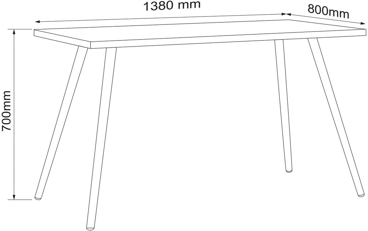 Pisalna Miza Salia T80, Barva Hrasta, Antracit, 138x80cm - črna/bela, Design, kovina/leseni material (138/80/70cm) - P & B