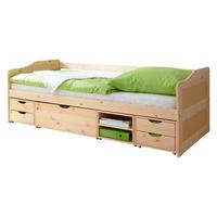 Stauraumbett "Marlies", aus Kiefer, kieferfarbe - Kieferfarben, MODERN, Holz (90/200cm) - MID.YOU