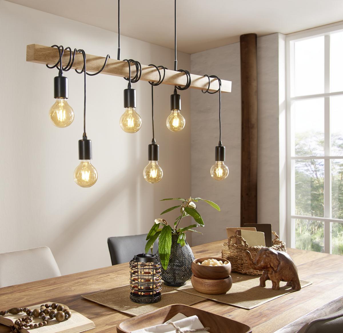 LAMPA WISZĄCA 78845 TOWNSHEND *SBM* - czarny/brązowy, Lifestyle, metal/drewno (100cm) - Marama