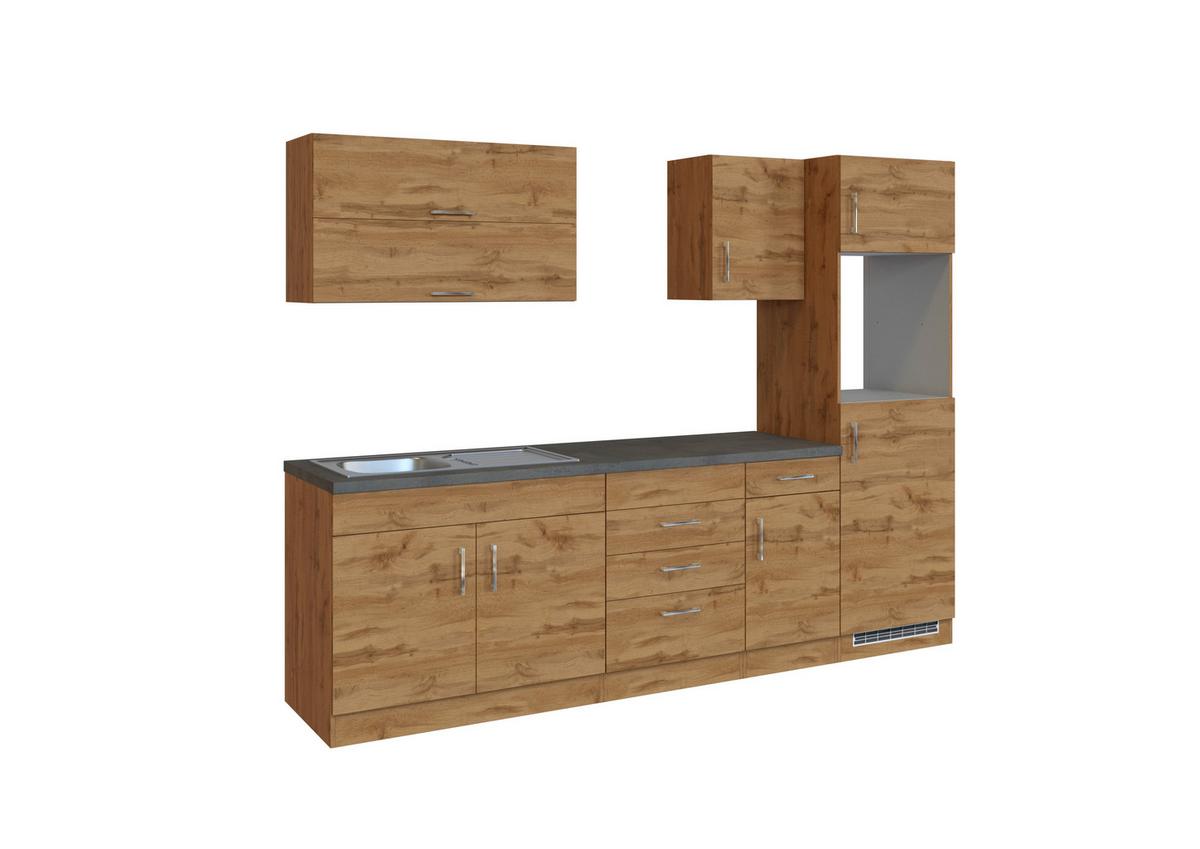 Küchenblock Sorrento ohne Geräte ca. 270 cm Eichefarben - Eichefarben/Anthrazit, MODERN, Holzwerkstoff (270/210/60cm) - Held