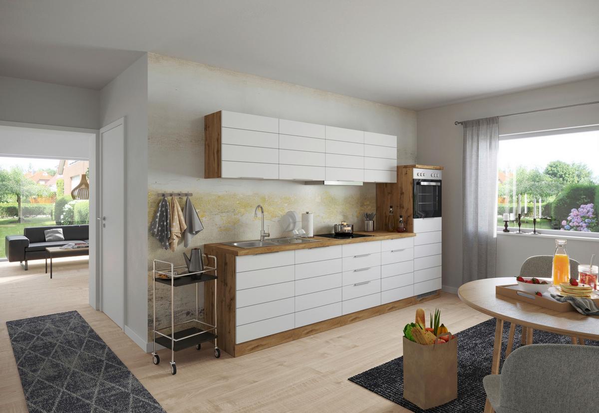 Backofen-/Kühlschrank Umbauschrank Florenz ca. 60 cm - Eiche Wotan/Weiß, Design, Holzwerkstoff/Metall (60/166/60cm) - Held