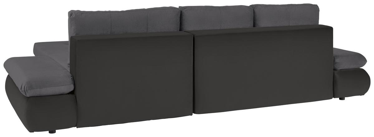 Wohnlandschaft Enrico Dunkelgrau/Dunkelbraun - Chromfarben/Dunkelgrau, KONVENTIONELL, Kunststoff/Textil (303/88/185cm) - Based
