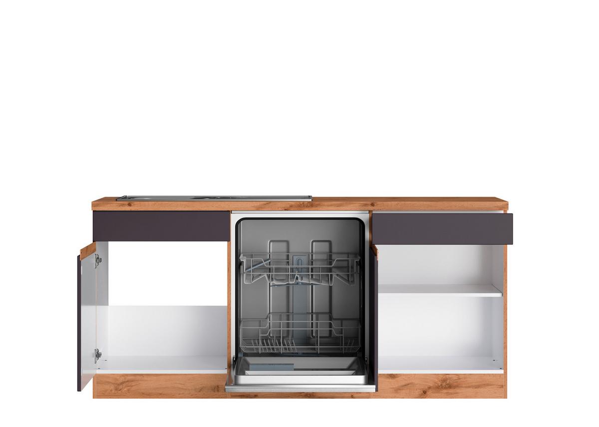 Eckküche Turin mit Geräten ca. 240x240 cm Grau/Eiche - Eiche Wotan/Grau, Design, Holzwerkstoff (240/240cm) - Held