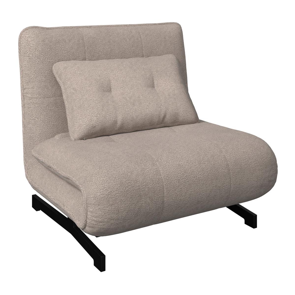 Schlafsessel Luna Bouclé Beige - Beige/Schwarz, MODERN, Textil/Metall (92/40/66cm) - Bessagi Home