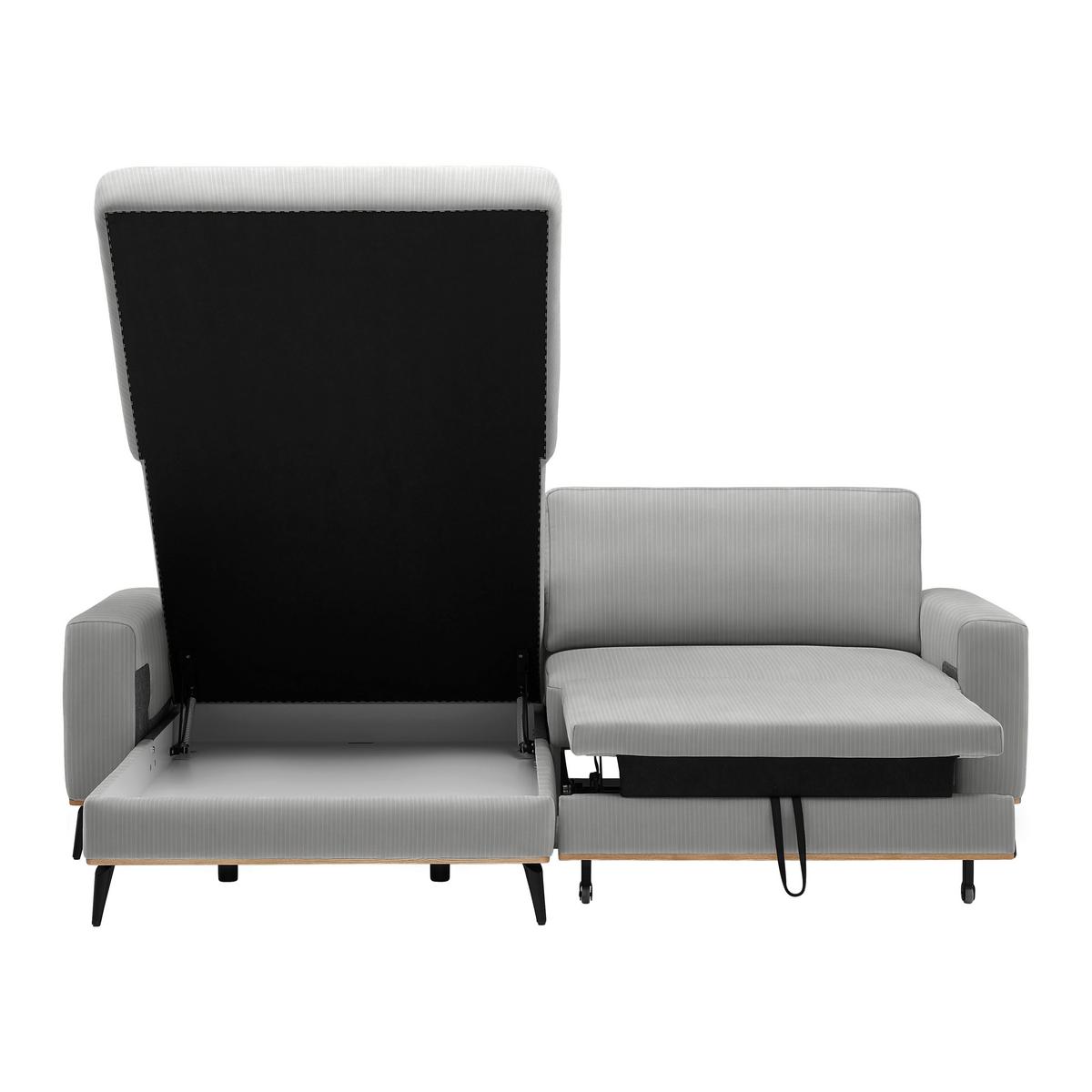 Wohnlandschaft Romeo Grau - Schwarz/Grau, KONVENTIONELL, Textil/Metall (167/87/234cm) - Zandiara