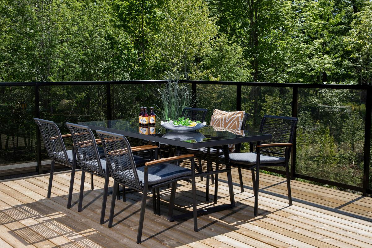 Gartenstuhl 2er-Set Dallas ca. 57x83,5x63,5 cm Schwarz - Schwarz/Akaziefarben, KONVENTIONELL, Holz/Kunststoff (57/83,5/63,5cm) - Gardenson