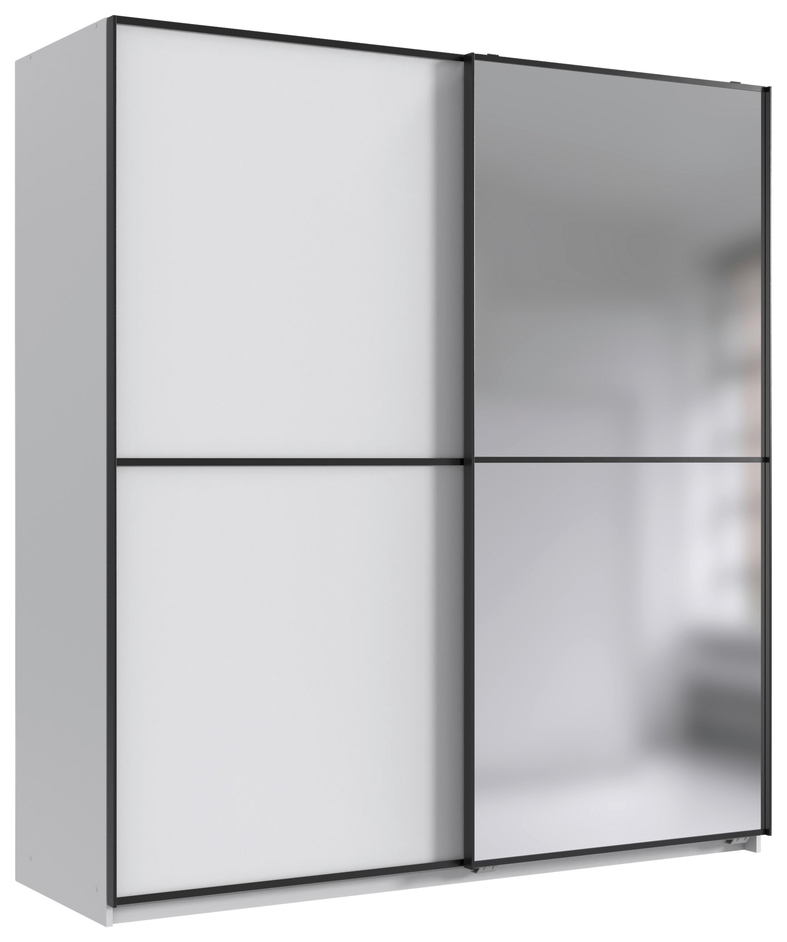 Schwebetürenschrank Ulm Weiß - Silberfarben/Schwarz, Glas/Holzwerkstoff (135/198/65cm) - Mömax
