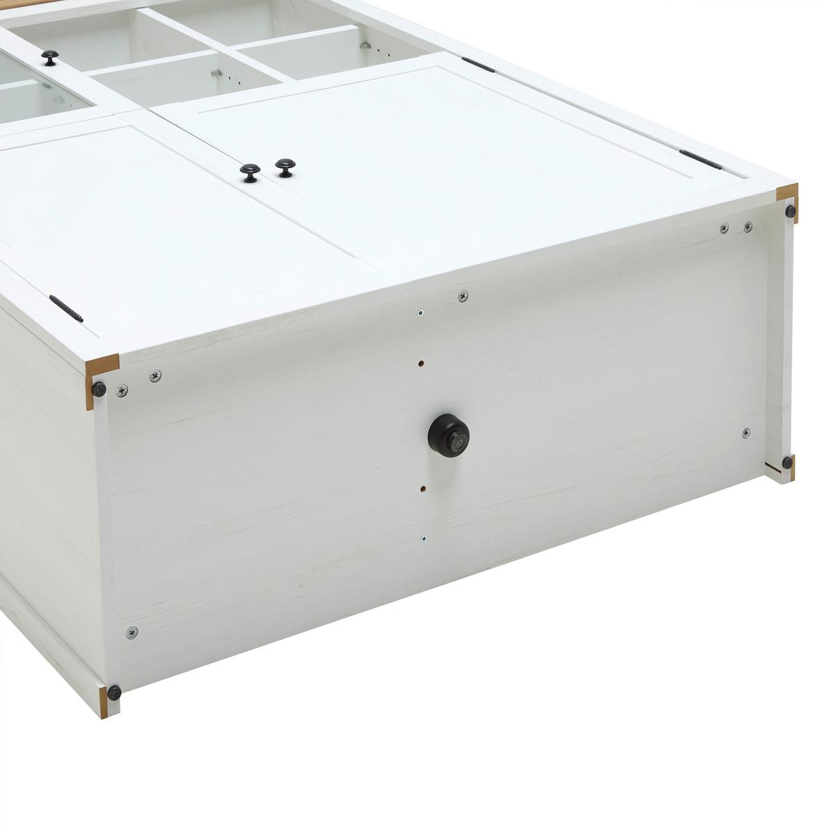 Highboard Korsika Eichefarben/Weiß - Eichefarben/Schwarz, ROMANTIK / LANDHAUS, Glas/Holzwerkstoff (105,5/140/43cm) - Mömax